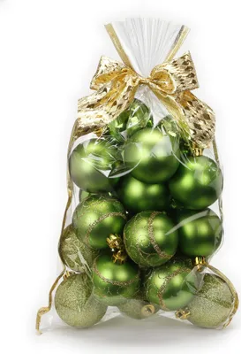 Produktbild von Weihnachtskugeln Muster Mix Kunststoff 6cm, 20er Set Tüte Royal Gold, Farbe:hell grün