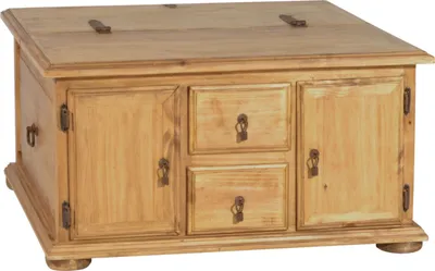 Produktbild von MiaMöbel Truhentisch Mexico Möbel 90x90 cm Landhausstil Massivholz Pinie Honig