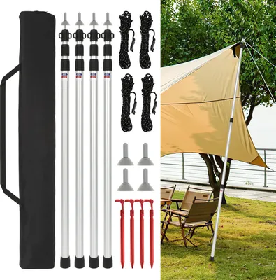 Obrázok produktu pre Jopassy 4x stanový stĺpik plachta tyč stanové tyče teleskopické tyč pitching pole 87-234cm