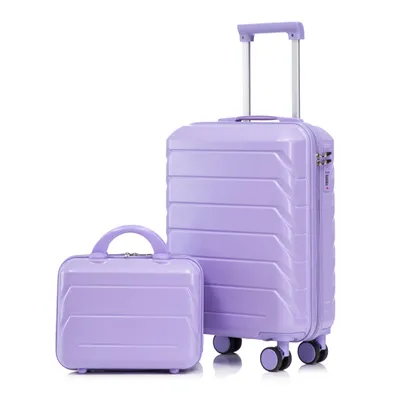 Produktbild von LVHOM Hartenschalenkoffer-Set 2-teilig aus ABS-Hartschale, 14"-19"-Set mit 360° Rollen, Reisekoffer-Set, Trolley Set wasserdicht, Lila