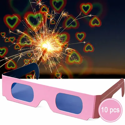 Produktbild von 10er-Set Effektbrillen mit Herzenmotiv – Rosa oder Weiß für Hochzeit & Party