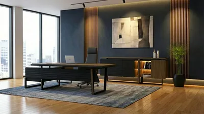 Image de Bureau de design, ensemble de bureau, console, mobilier de bureau élégant