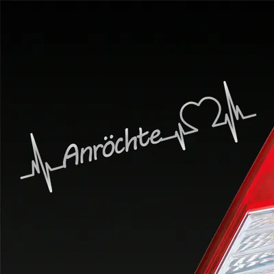 Produktbild von Auto Aufkleber Anröchte Herz Herzschlag 19x5 cm Silber Sticker Heckscheibenaufkleber
