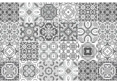 Obrázek produktu pro Samolepicí obkladové nálepky do kuchyně a koupelny – 24 fialových nálepek ve stylu azulejo – 24 nálepek o rozměrech 10 x 10 cm