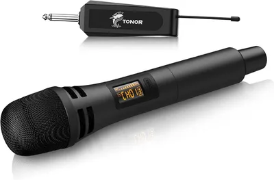 Produktbild von TONOR TW-310 Funkmikrofon System kabellos 15 Kanäle 60m Reichweite Plug and Play für Karaoke Bühne Präsentation mit Akku und Display