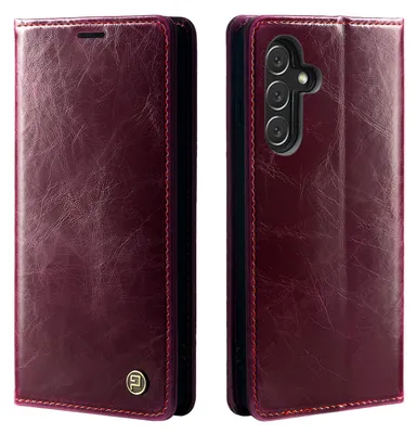Produktbild von Handyhülle für Samsung Galaxy A13 5G Kunstleder Klapphülle Vintage Cover Hülle RFID Schutz Case Kartenfach Farbe: Weinrot
