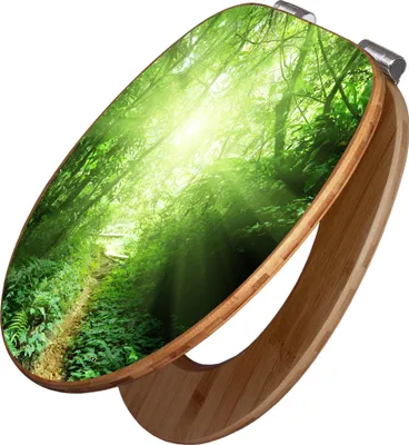 Produktbild von banjado Design WC Sitz Bambus Absenkautomatik - Dschungel Malaysia - Toilettendeckel mit Absenkautomatik Holz/hochwertiger Bambus Klodeckel/WC-Sitz für alle gängigen Toiletten [TDB2 12693]