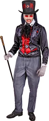 Produktbild von Eleganter Vampir Kostüm für Herren Schwarz Rot Halloween - XL