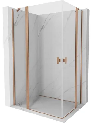 Obrázek produktu pro Mexen Mist Duo sprchový kout s výklopnými dveřmi 85 x 80 cm, transparentní, kartáčovaná měď - 8A4-085-080-65-00