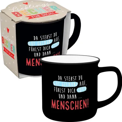 Produktbild von Becher in Emailloptik "Menschen"