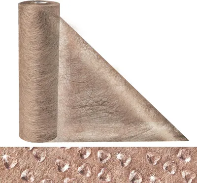 Produktbild von Anstore Tischläufer rostbraun 23cmx30m Tischband mit 150 dekorativen Herzen, Vlies Tischläufer braun modern dekorativ Tischband Tischdekoration für Taufe Kommunion festliche Feierdekoration Geburtstage Hochzeiten