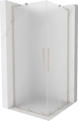 Produktbild von Mexen Velar L Duo Schiebeduschkabine 100 x 100 cm, Milchglas, gebürsteter Nickel - 871-100-100-02-33-97