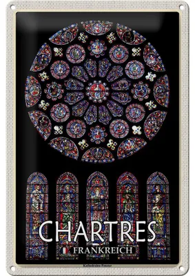 Produktbild von Blechschild Reise 20x30cm Chartres Frankreich Kathedralenfenster