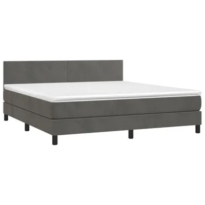 Produktbild von Boxspringbett, höhenverstellbares Kopfteil, Samt, Taschenfederkernmatratze, mittelharter Härtegrad, 180x200 cm, Dunkelgrau