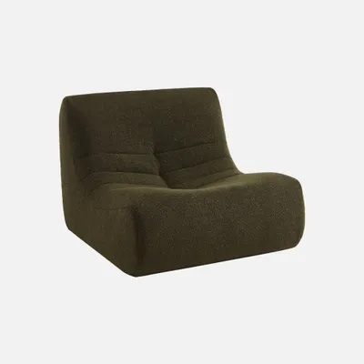 Produktbild von sweeek - Sessel mit strukturiertem Bouclé-Bezug, 1 Sitzer - Dunkelkhaki
