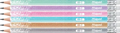 Image de Maped 851804 Maped crayon GLITTER, avec gomme, HB
