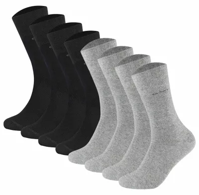 Produktbild von Camano Uni Socken - Soft Socks, einfarbig, 8er Pack Schwarz/Grau 43-46