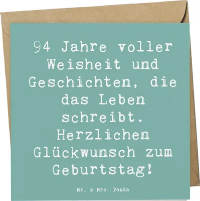 Produktbild von Mr. & Mrs. Panda Glückwunschkarte Spruch 94. Geburtstag - Meeresbrise - Geschenk, anlasskarte, Geschichten, Geburtstagsgeschenk, Grußkarte, doppelkarte, Klappkarte