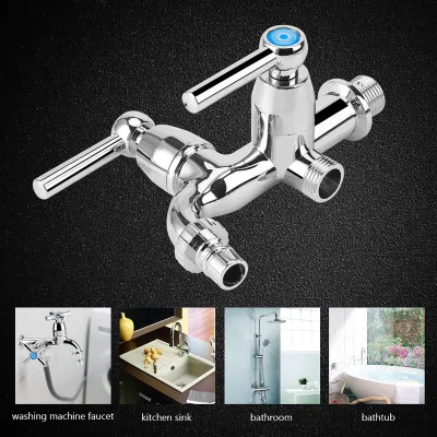 Produktbild von Galvanik Kunststoff Waschmaschine Kaltwasserhahn Waschbecken Wasserhahn mit Doppelauslauf & gerader Griff G1/2