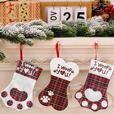 Productafbeelding van Creatieve kerstsokken om op te hangen, set van 3