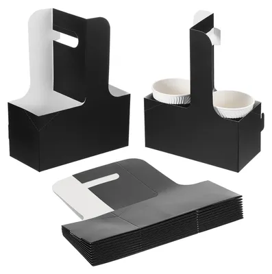 2-Cup-Getränketräger mit Henkel, 20 St., Karton, schwarz/weiß