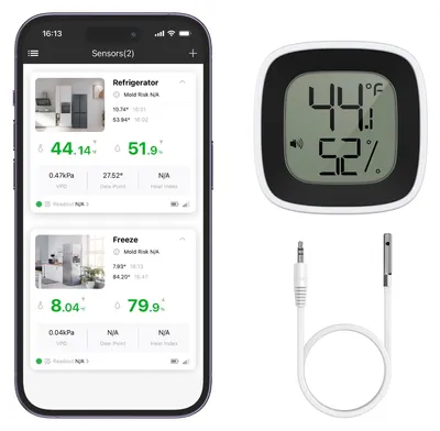 Digitales Kühlschrankthermometer, weiß, Bluetooth, -40–65 °C