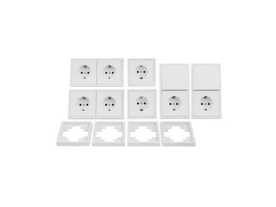 Produktbild von Schalter und Steckdosen Set McPower Shallow "Standard", 20-teilig, Klemmanschluss, weiß, matt