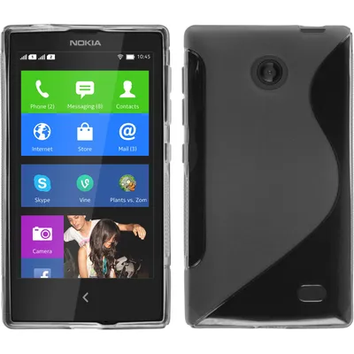 Produktbild von PhoneNatic Case kompatibel mit  Nokia X / X+ - grau Silikon Hülle S-Style + 2 Schutzfolien