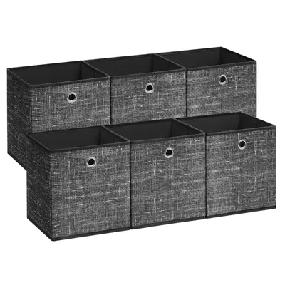 Produktbild von SONGMICS Ordnungsboxen, 6er Set, aus Vliesstoff mit Griff, 26 x 26 x 28 cm, Organizer Box, für Würfelregal, Faltbox, schwarz