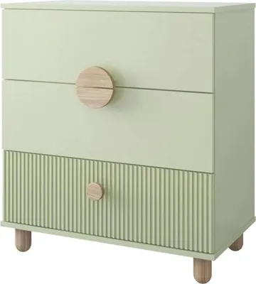 Produktbild von ZEE LOFT Kommode Mint 79,7 x 48 x 90,2 cm 3 Schubladen Möbel Wohnzimmer Schlafzimmer mit MDF Fronten Vollauszug Schubladen Buchenholz Füße Modernes Design