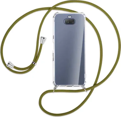 Produktbild von Handykette Backcover-Schutzhülle mit Band (Metall silberfarben) für Sony Xperia 10 - khaki
