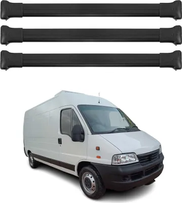 Image de Barres de toit transversales pour Fiat Ducato 2006-2024 Aluminium Noir 3x