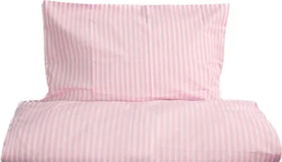 Produktbild von Gestreifte Bettwäsche mit Reißverschluss 155x200 cm, Kissenbezug 80x80 cm Rosa
