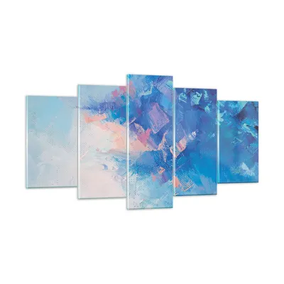 Produktbild von Bilder auf glas - 5 Teile - Abstraktion blau gemalt - 160x85cm - Glasbilder - Wandbilder - Bilder - zum Aufhängen bereit - Wanddekoration aus Glas - Glas Bilder - Wandbild auf Glas - GEA160x85-4570