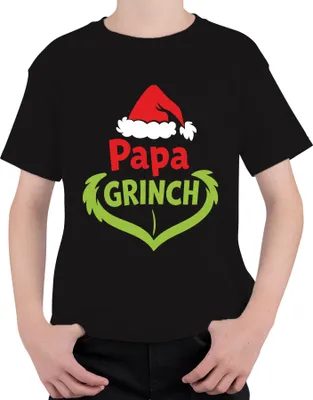 Produktbild von Papa Grinch Weihnachten Lustig Weihnachtsgeschenk Vater Geschenk Uni Kinder T-Shirt, Schwarz, 128