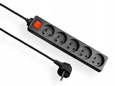 Image de Rallonge avec mise à la terre et interrupteur, 5x, noir, 3m, OMY 3x1, Elgotech EPS-503W-2
