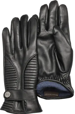 Pearlwood abgesteppte Touchscreen-Lederhandschuhe Biker-Stil in schwarz