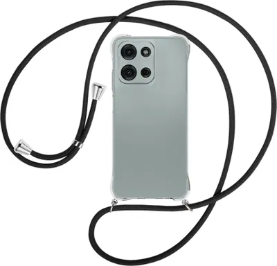 Produktbild von Handykette Backcover-Schutzhülle mit Band (Metall silberfarben) für Motorola Moto G Play 4G (2025) - schwarz