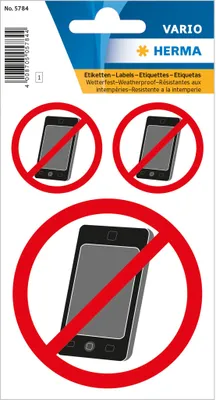 Immagine prodotto di Etichette informative No cellulare resistente alle intemperie 1 foglio.