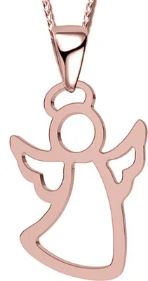 Produktbild von Damen Mädchen Engel 50cm Halskette mit Anhänger echt 925 Sterling Silber Damenkette Kinderkette Kette Kinder Halsschmuck Rosegold A110+Org