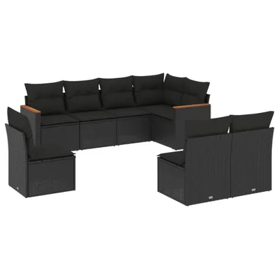 Produktbild von "2026 MODERNE" 8-tlg. Garten-Lounge-Set - elegantes Design - Sitzgruppe/Gartengarnitur - mit Kissen Schwarz Poly Rattan - Terassenmöbel NeuMöbel277498