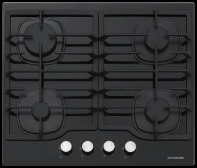 Image de Silverline CS5404B01 Table de cuisson à gaz encastrable 58 cm Noir 4 brûleurs