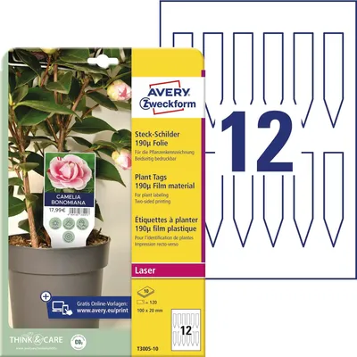 Image de AVERY Zweckform T3005-10 AVERY Zweckform Étiquettes à insérer, film, 100 x 20 mm, blanc