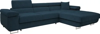 Produktbild von MIRJAN24 Ecksofa Torezio Mini Cord, Stilvoll Eckcouch mit Bettkasten und Schlaffunktion, Einstellbare Kopfstützen, 280x170x70-90 cm (Farbe: Poso 05, Seite: Rechts)