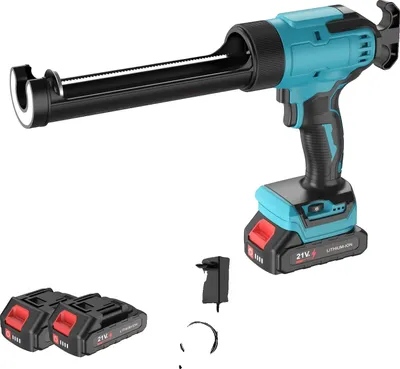 Image de Pistolet à calfeutrer électrique, 6 vitesses réglables, éclairage LED, 2 piles