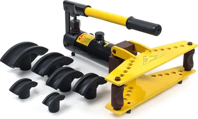 Produktbild von Wiltec Rohrbiegegerät hydraulisch, 6 t Presskraft, Ø6,35–25,4mm, Dicke 1-3,5 mm, 6 Biegestücke, Hydraulik Biegemaschine für Rohre aus Gusseisen