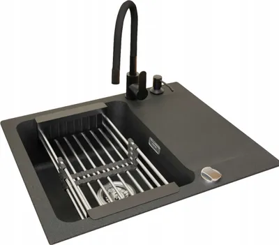 Zdjęcie produktu dla Franke Orion Oid 611-62 Black Onyx Quartz Umywalka z baterią Grado