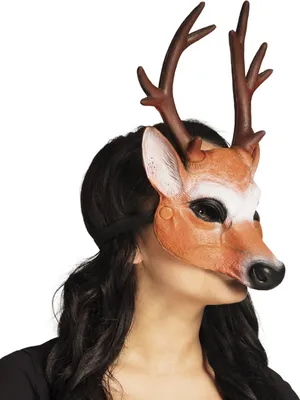 Produktbild von Hirschmaske für Erwachsene Halbmaske braun - Einheitsgröße
