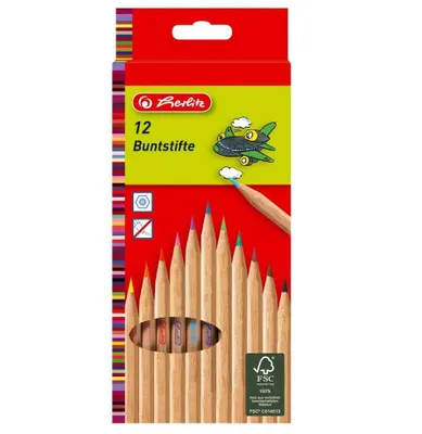 Produktbild von Herlitz Buntstifte sechseckig 12er Kartonetui Naturholz