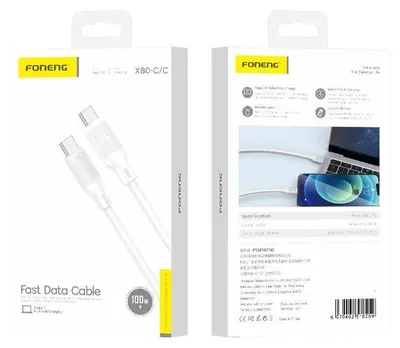 Obrázok produktu pre Kábel Foneng X80 USB-C – USB-C PD 100 W, 1 m, biely
